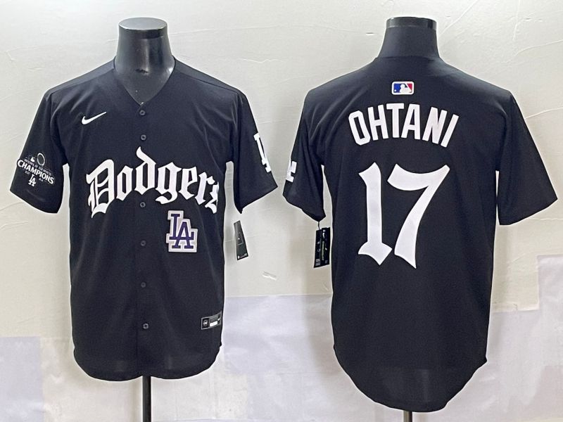 Men 2025 Los Angeles Dodgers #17 Ohtani Black Seventh generation Joint Name Nike MLB Jersey style 18